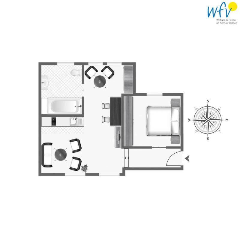 Haus Inselrose Ferienwohnung Wildrose Юст Екстер'єр фото